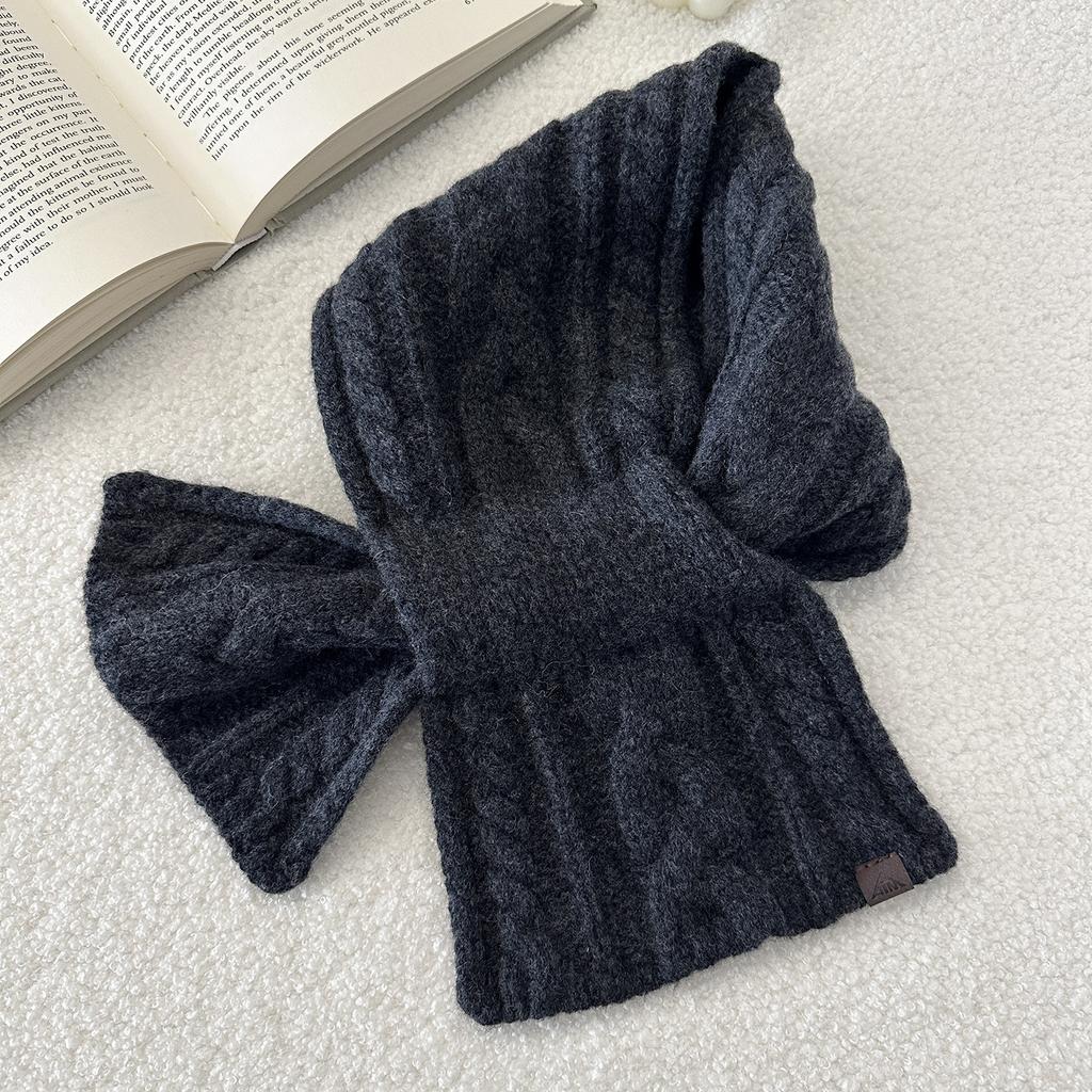 Cross Scarf New Fried Dough Twists Monochrome Fork Neck Warm Scarf Versatile Vintage Scarf