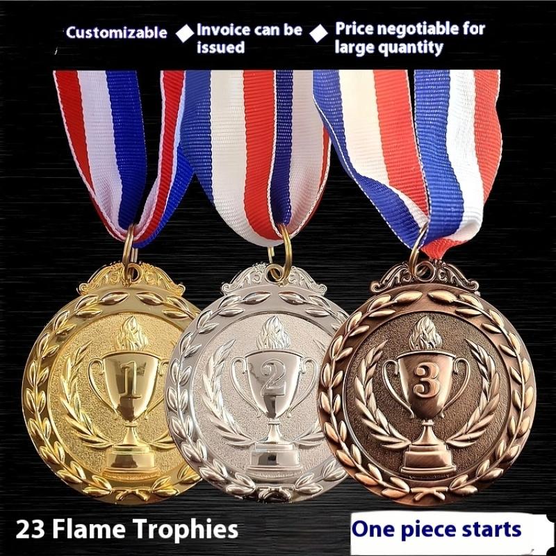 1Pcs 2" Gold Silver Bronze Award Medal Zinc Alloy Round Winner Medals With Neck Ribbon 1St 2Nd 3Rd Prizes Winner Prize Present