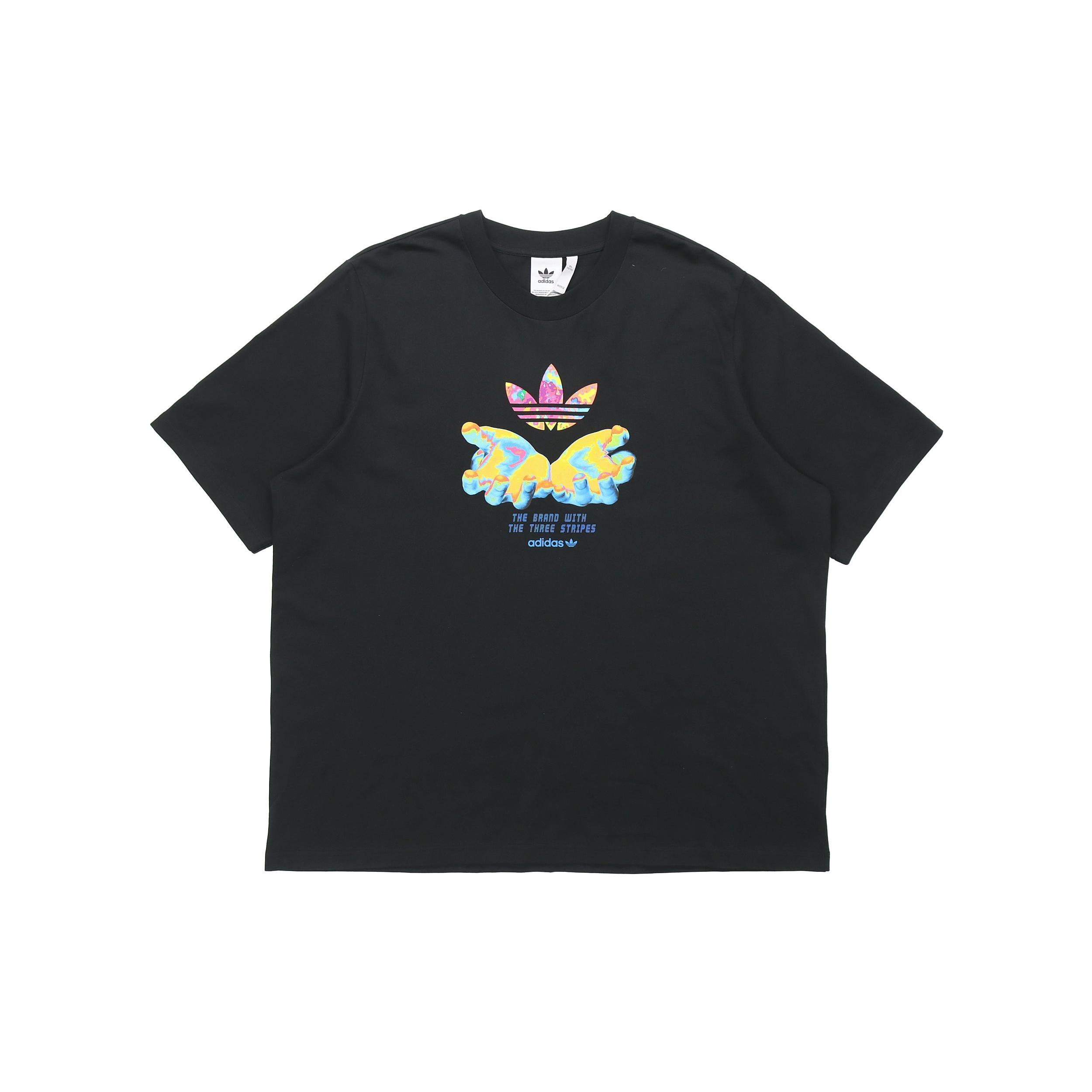 adidas originals Graphic Tee Retro Pattern Printing Sports Short Sleeve Black Men s GK7182 S