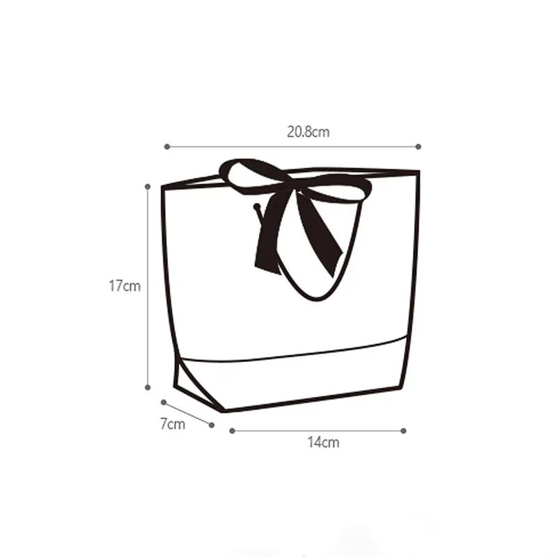 5pcs Ribbon Bow White Pardboard Paper Tote Gift Bags with Handles Shopping Party Wedding Party Birthday Retail Bags