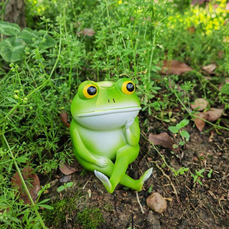 New Thinking Frog Garden Statue Sculpture Ornament Home Desktop Decoration Resin Craft Small Gift