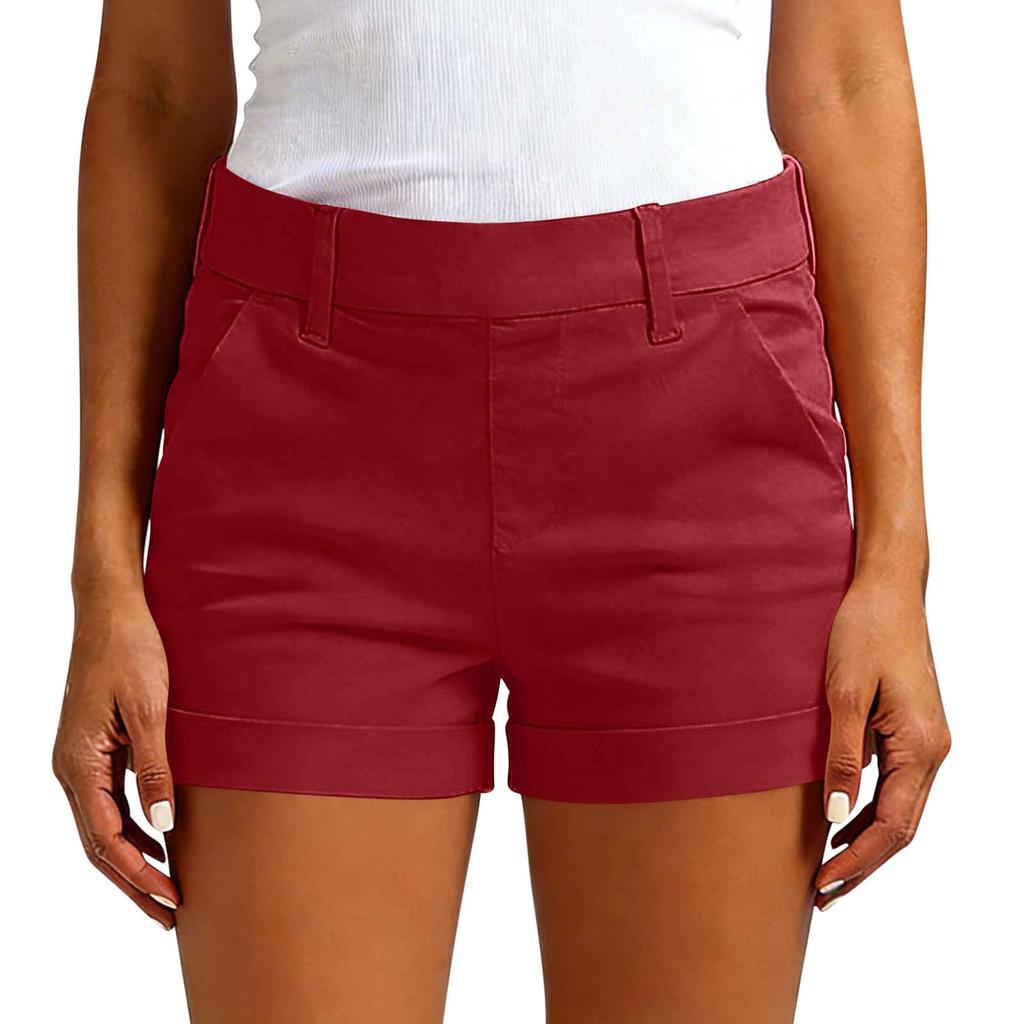 Women's Fashionable Casual -Color Shorts With Pockets