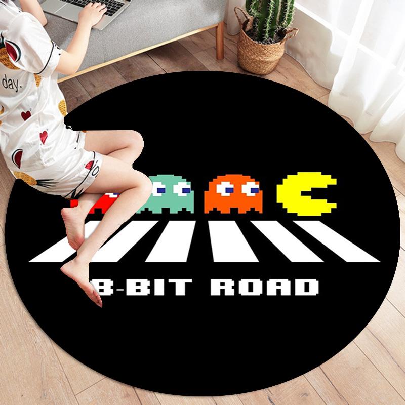 Pac-Man Round Area Rug,Carpet Rug for Living Room Bedroom Sofa Playroom Decor,Non-slip Floor Mat