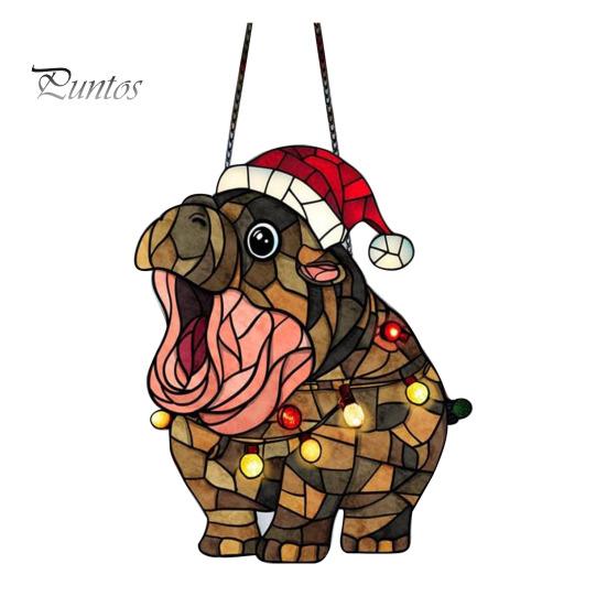 

Moo Deng Sun Catcher окрашенный акриловый оконный подвесной орнамент Санта-Клауса Бегемот украшение для спальни балкона патио 15cm