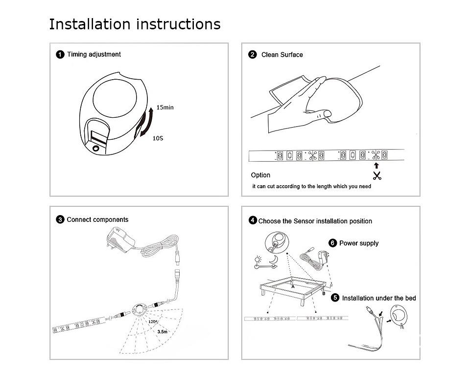Smart Infrared LED Under-Bed & Cabinet Strip Light Sensor