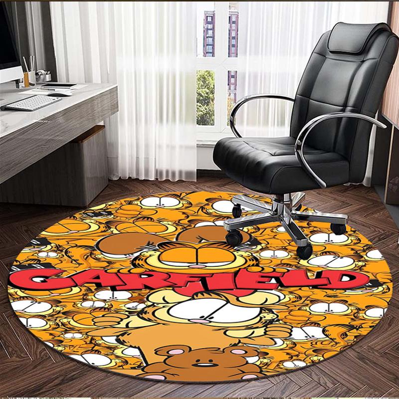Garfield Print Round Rug, Washable Floor Carpet, For Entryway Dorm Laundry Room Office Study, Home Decor Birthday Christmas Gift