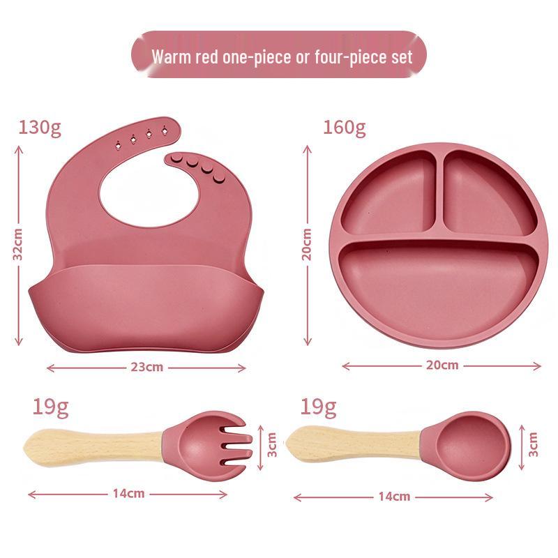 Children's Silicone Cutlery & Dinner Set: Bib, Spoon, Fork, Smiley Plate, and Bowl
