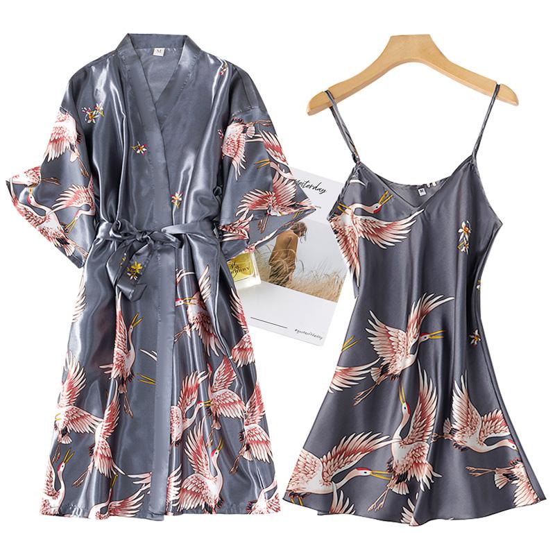 Women Robe Sets Wedding Robe Gown Lace Sexy Kimono Bathrobe Night Dress Casual Bride Bridesmaid Nightgown Sleepwear