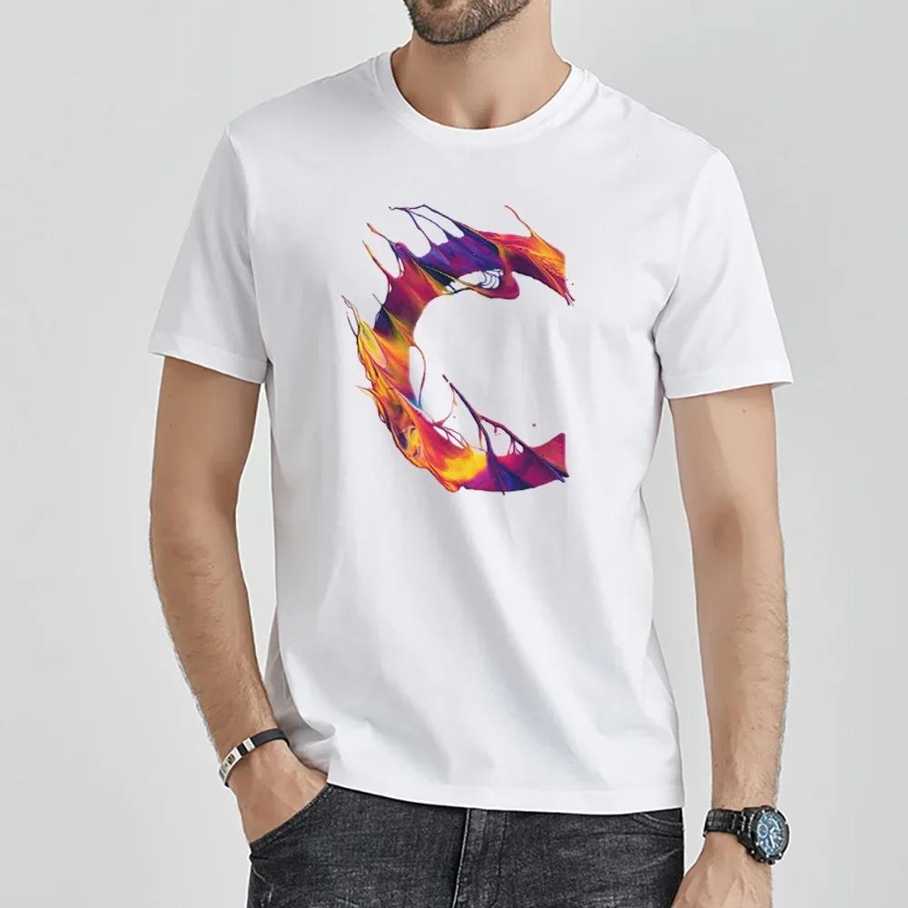 2022 Men T-shirt Summer Fashion Harajuku 26 English Paint Letter Printed Short Sleeve Tees O-neck Commuter Loose Top Streetwear