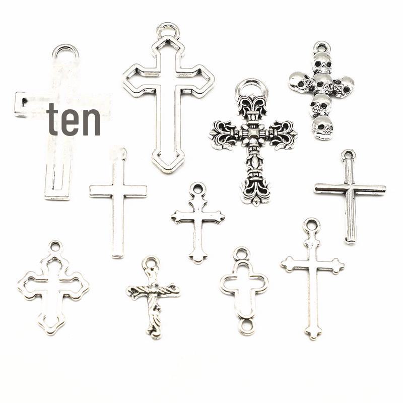 Retro Zinc Alloy Cross Pendant for DIY Jewelry