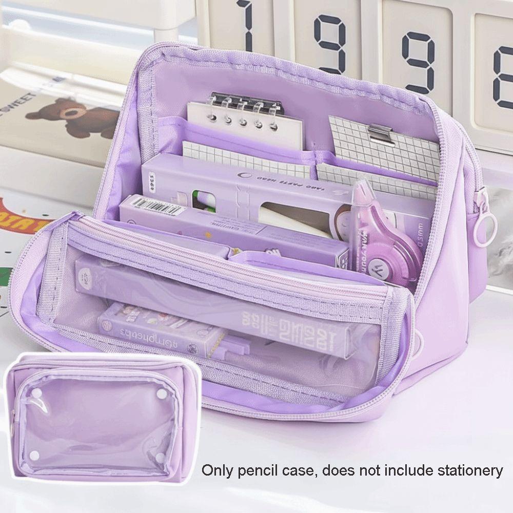 Large Capacity Transparent Pen Bag DIY Stationery Box Cute Transparent Pencil Case  Office