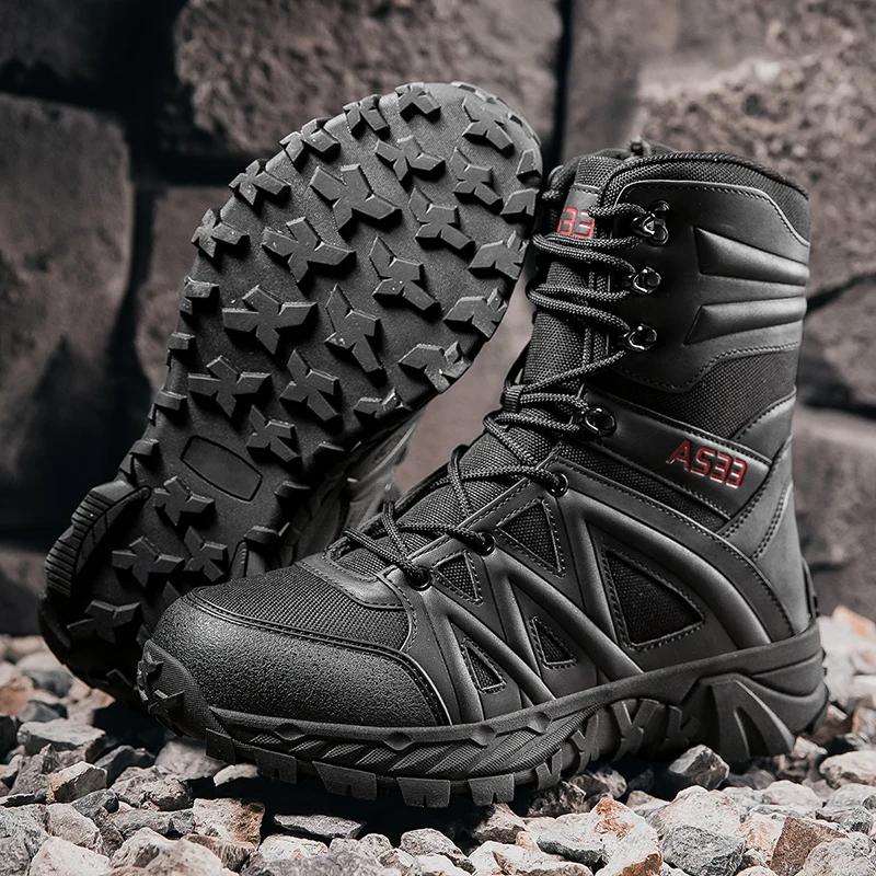 Men's High-Top Outdoor Boots Autumn Winter New Style Climbing Mountain Off-Road Tactical Boots Large Size Comfortable Shoes