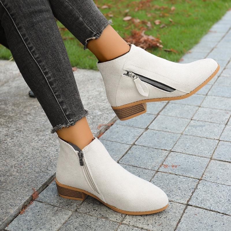 Women's Fall/Winter New Pointed Block Heel Side Zip Large Size Doc Martens