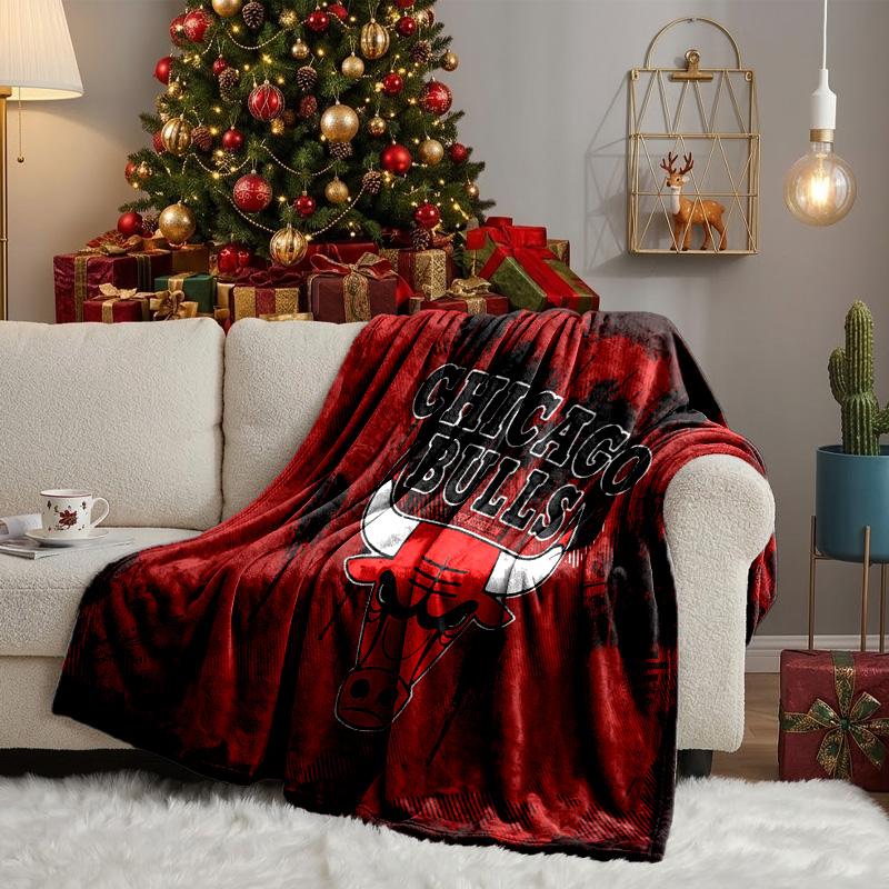 Coperta Logo Chicago Bulls Coperta in Flanella Peluche per Divano Letto Regali per Uomini Donne Coperta da Viaggio Picnic Regali di Natale per Fan