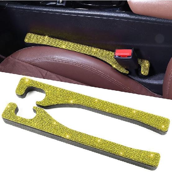 Briwill Bling Car Seat Gap Filler, 2 Pack Universal Fit For Car SUV Truck Handmade Crystal Rhinestone Diamond Car Gap Filler Bling Car Accessories