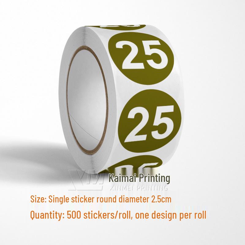Adesivos Redondos Autoadesivos com Números 1-33 – Rolo de Etiquetas de Identificação Seriada Coloridas