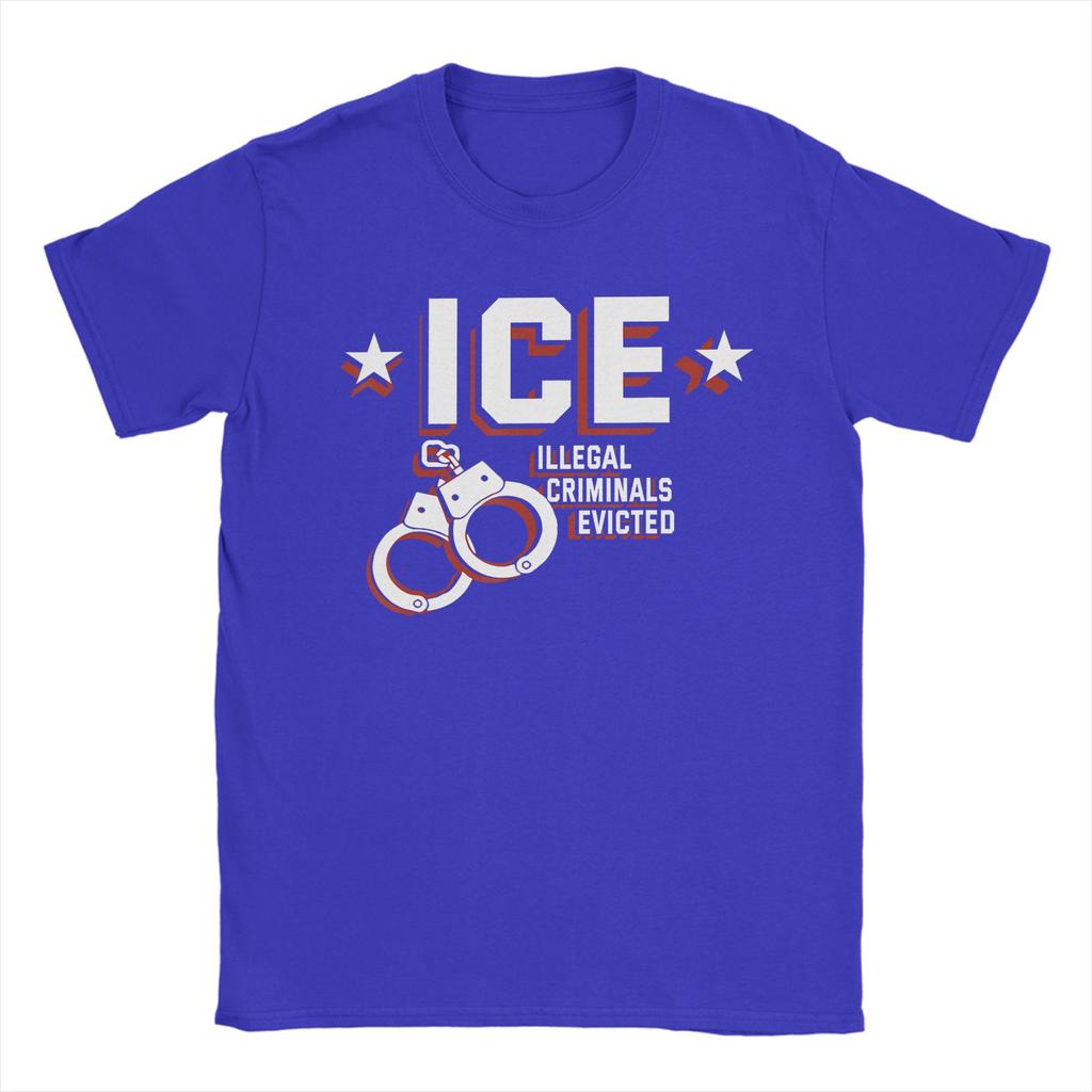Mens TShirt ICE Illegal Criminals Evicted Novelty 100 Cotton Tee Shirt Short Sleeve T Shirts Round Neck Clothes Graphic