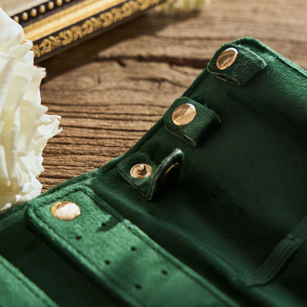 Universal Velvet Travel Jewelry Bag with Buckle Foldable Jewelr Roll Bag Portable Storage Display Pouch