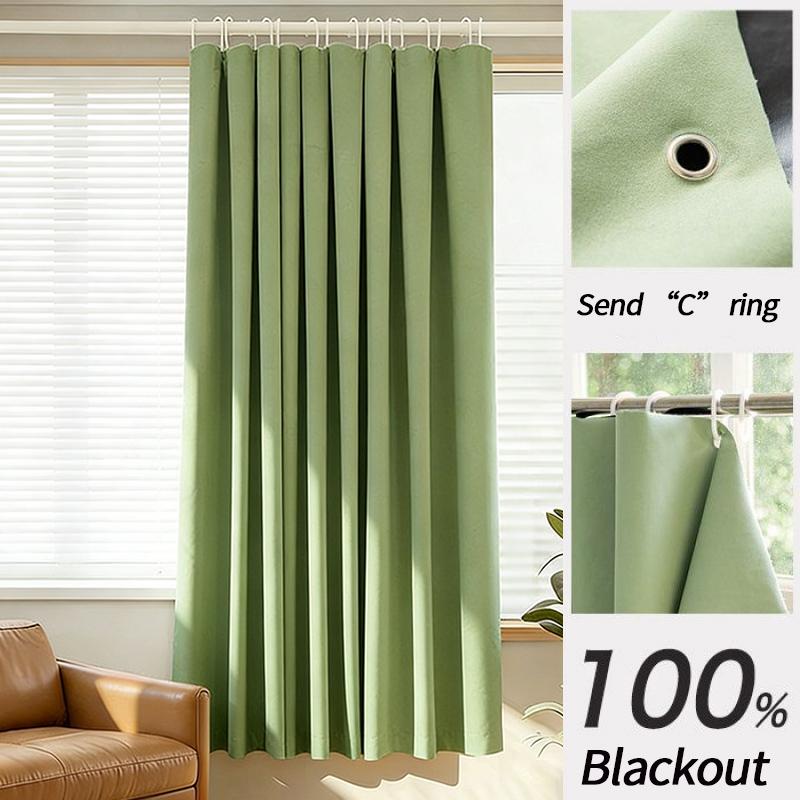 Solid Blackout Curtain with Grommets Kitchen Short Curtain Panels Bedroom Blackout Draperies UV Proof Privacy Protection Curtain