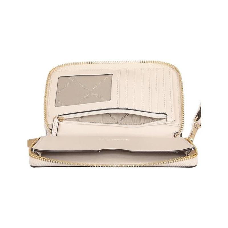 Michael Kors Brand Logo Leather Wallet Women's Cream White