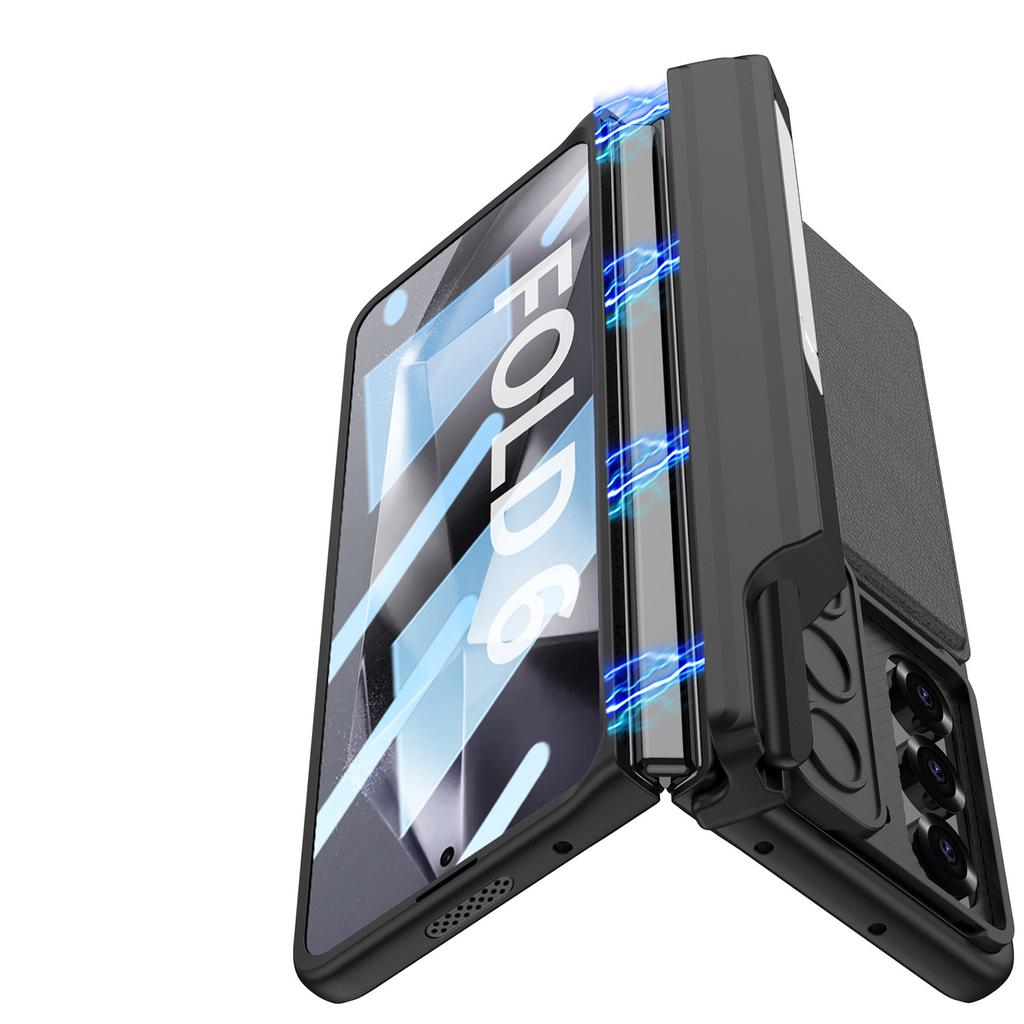Samsung Z Fold 6 Penhouder Scharnierende Mobiele Telefoonhoes Fold6 Kaartzakje Raambeschermer Houder