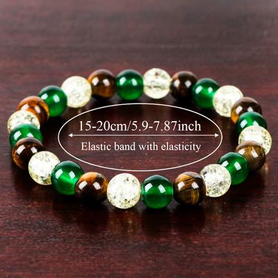Jewelry for Wealth Attraction Green Agate Beaded Bracelet Tiger Eye Gift Fashion Natural Stone  Jewelry Accessory