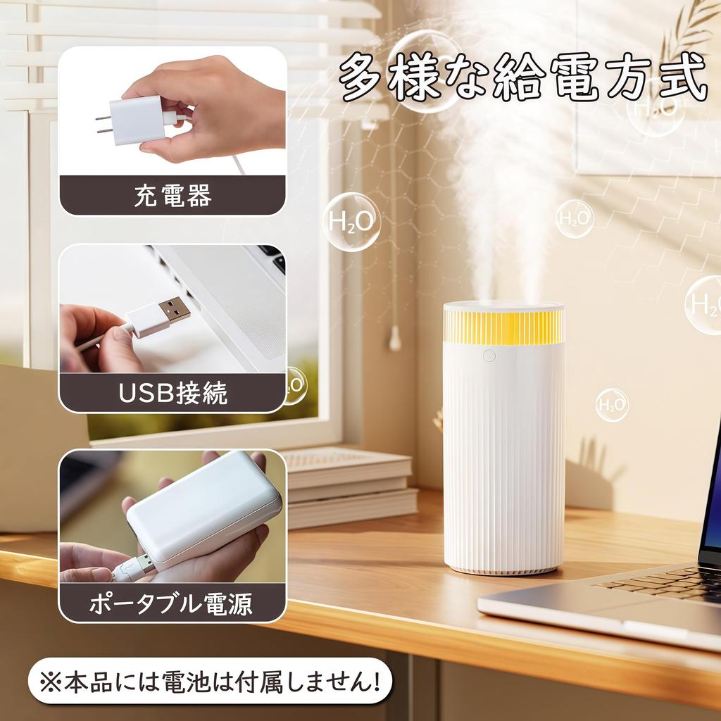 Mutenye Compact Tabletop Large Capacity Dual LED Quiet 3 Adjustable USB Pollen Compact and Suitable for and Home Use Humidifier, 1200ml, Outlets,