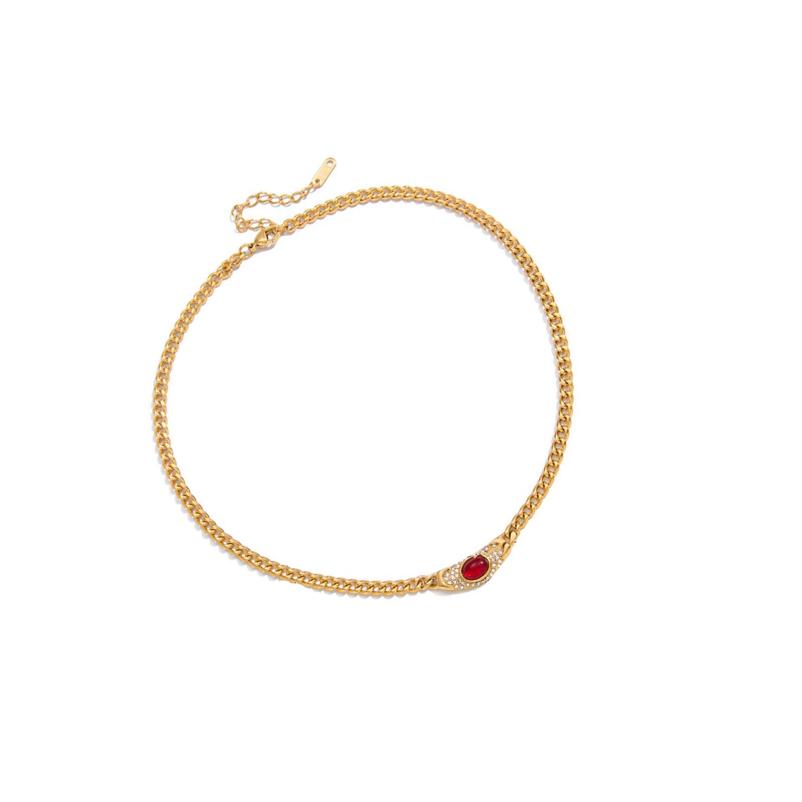 

Modern Zircon Embellished Pendant Necklace Polished Stainless Steel Chain Jewelry Accessory For Everyday Wear