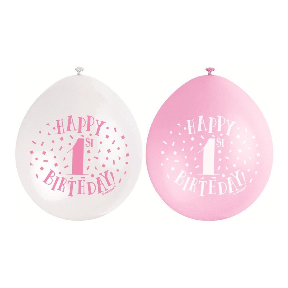 Unique Party Happy 1st Birthday Latex Balloons (Pack of 10)