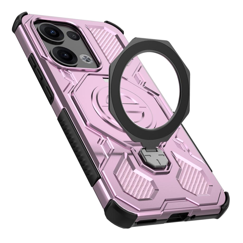 For Oppo Reno13 5G (Global) Magnetic Case Rotating Metal Kickstand PC + TPU Phone Back Cover