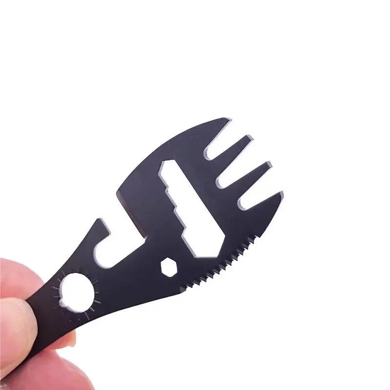 Multi Functional Camping Stainless Steel Spoon Fork Portable Thick Outdoor Tableware Set Integrated Bottle Opener
