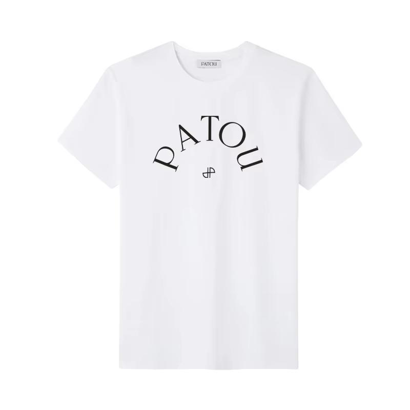 PATOU Letter Print Cotton T-shirt O-neck Simple Letter Fashionable Printed Pattern T-shirt Harajuku Women's Summer T-shirt Tops