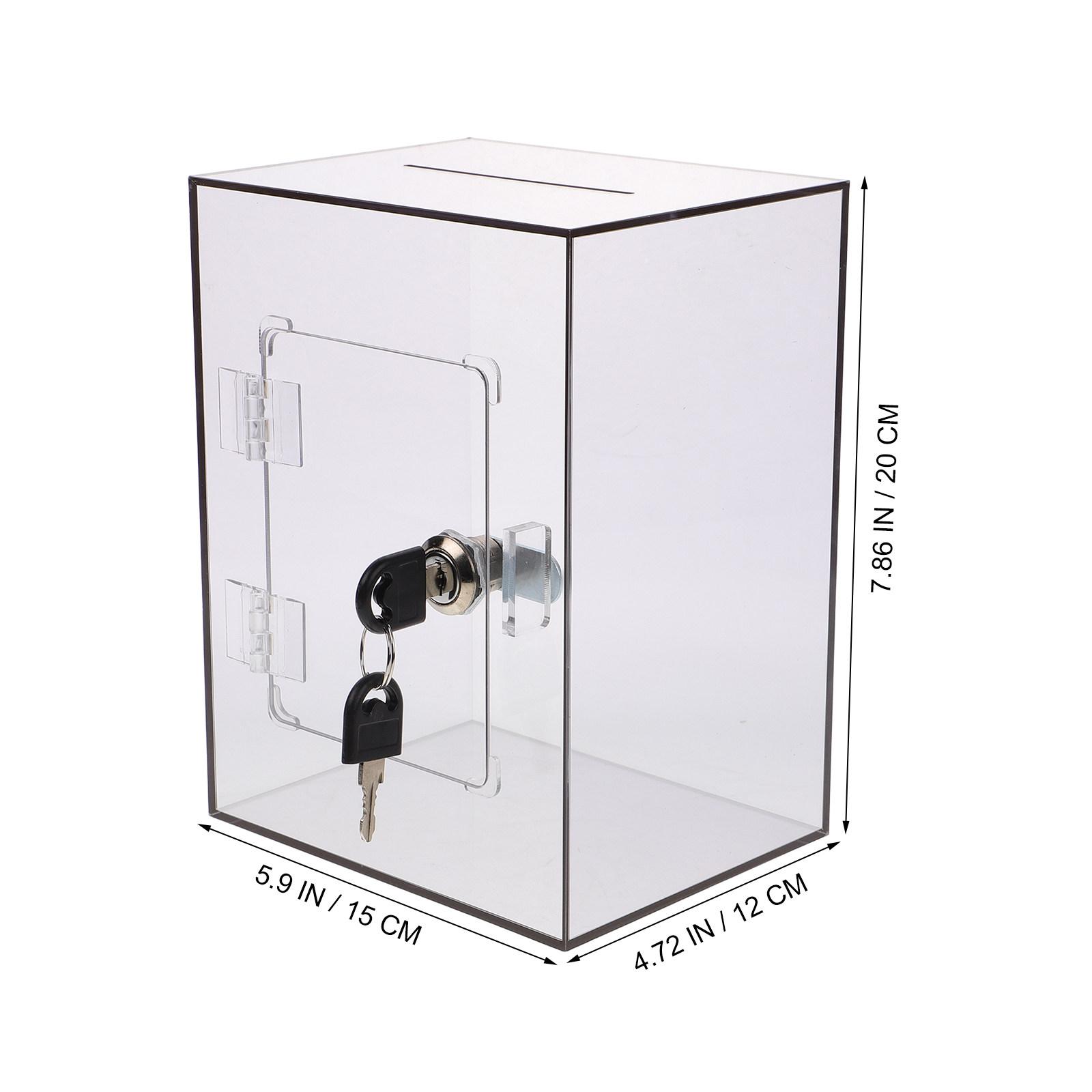 Clear Acrylic Donation Box Lockable Transparent Suggestion Complaint Ballot Letter Collection Voting Storage Clear Acrylic Box светло-серый