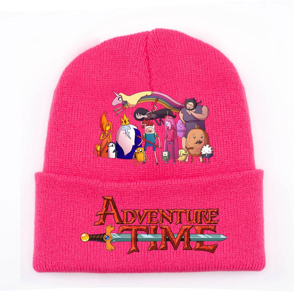 Adventure Time Cartoon Print Acrylic Knit Hat Winter Warm Unisex Beanie For Adults Teens