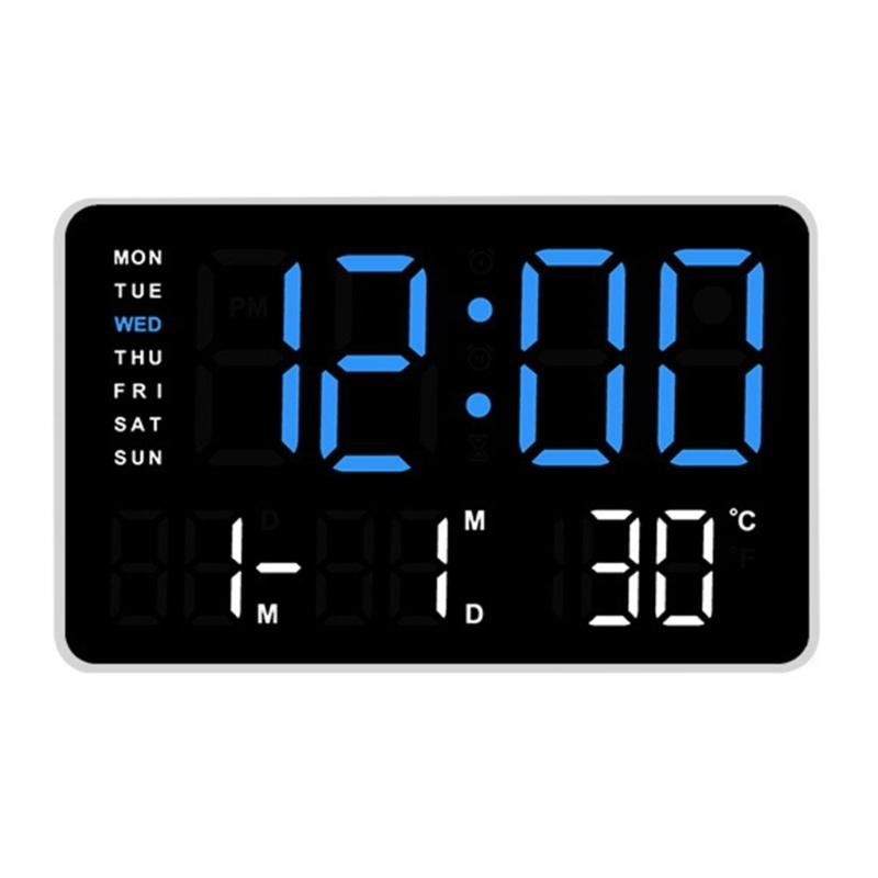 10.5in Digital Wall Clock With Date, Temperature and Auto Daylight Savings Time Desk Decoration Color Option