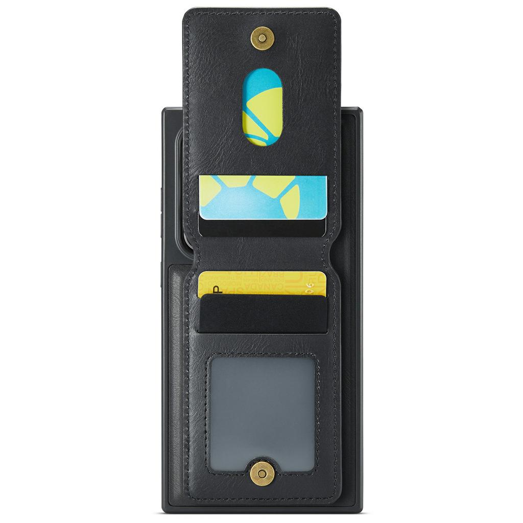 For Samsung Galaxy S25 Ultra Magnetic Case PC+TPU+PU Phone Cover with Card Holder