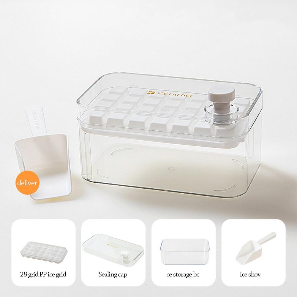 Press Type Ice Cube Maker With Storage Box Ice Bucket Food Grade Summer Ice Cube Tray  Kitchen