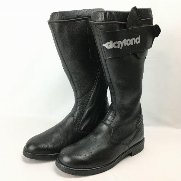 Frey Daytona German Made Vintage Leather Motorcycle Boots Black Size 38 / 24.0cm Back Zip(USED)