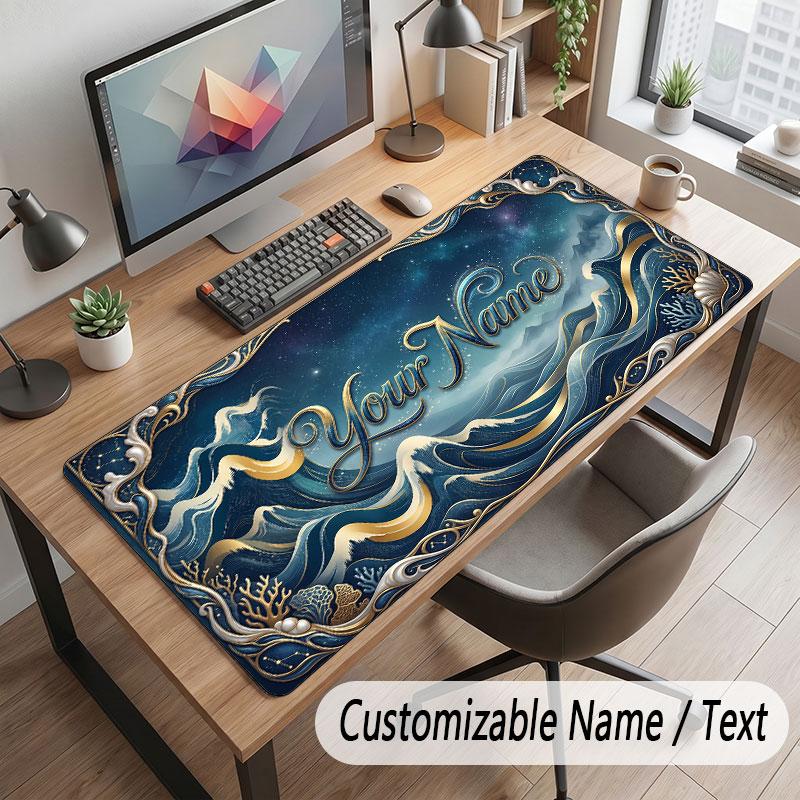 Octopus Sea Life Theme Customized Mouse Pad Personalized Print Name Text Desk Mat For Home Office Table Decor