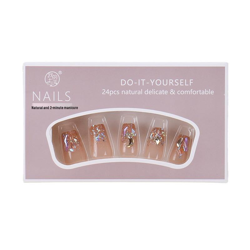 Ice Glazed Gradient Flash Diamond Ins Style Handcrafted Detachable Wearable Nails