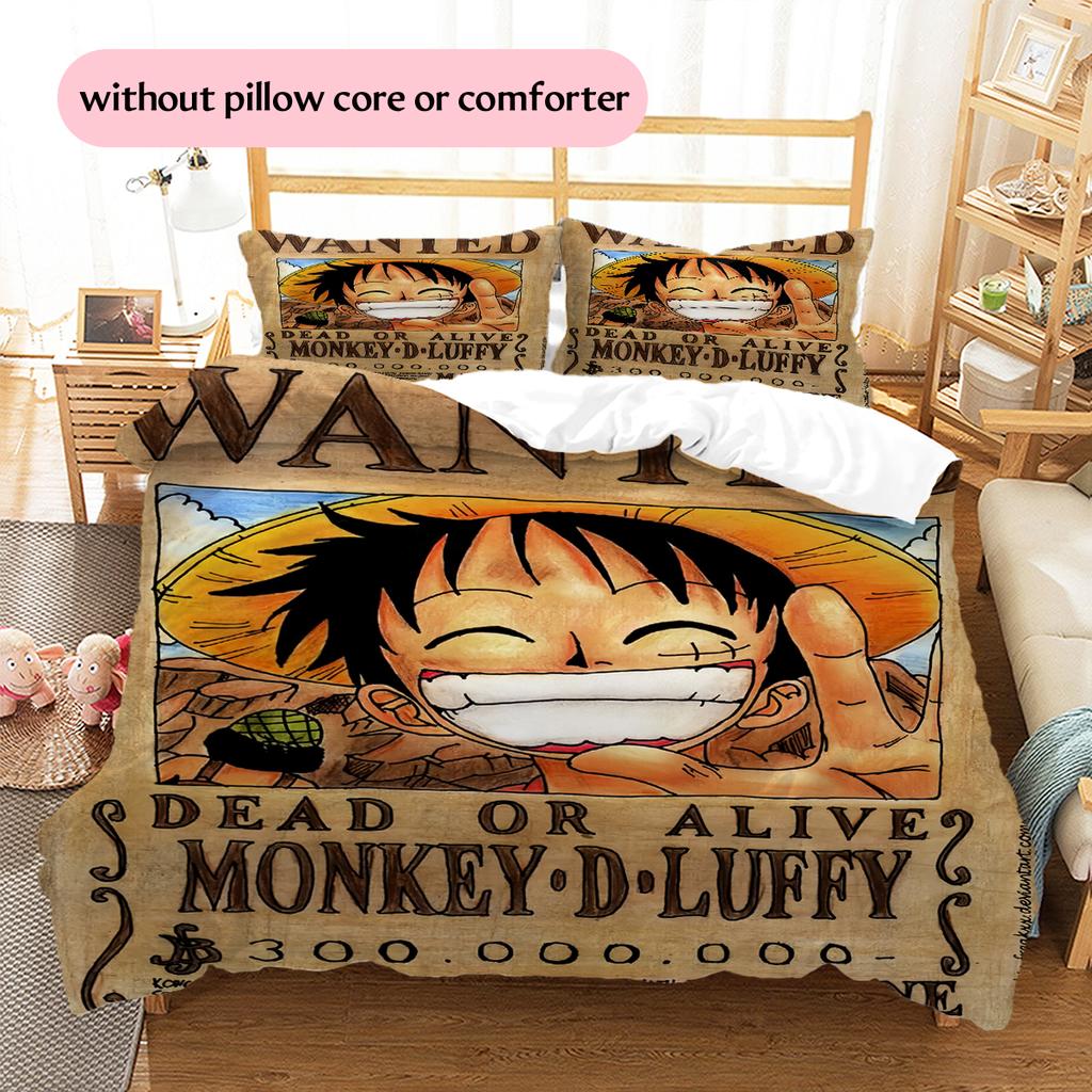 One Piece Luffy Pirate King Bedding Set Duvet Cover Pillowcase No Filler, Soft Home Bedroom Decor, Perfect Gift for Fans.chl