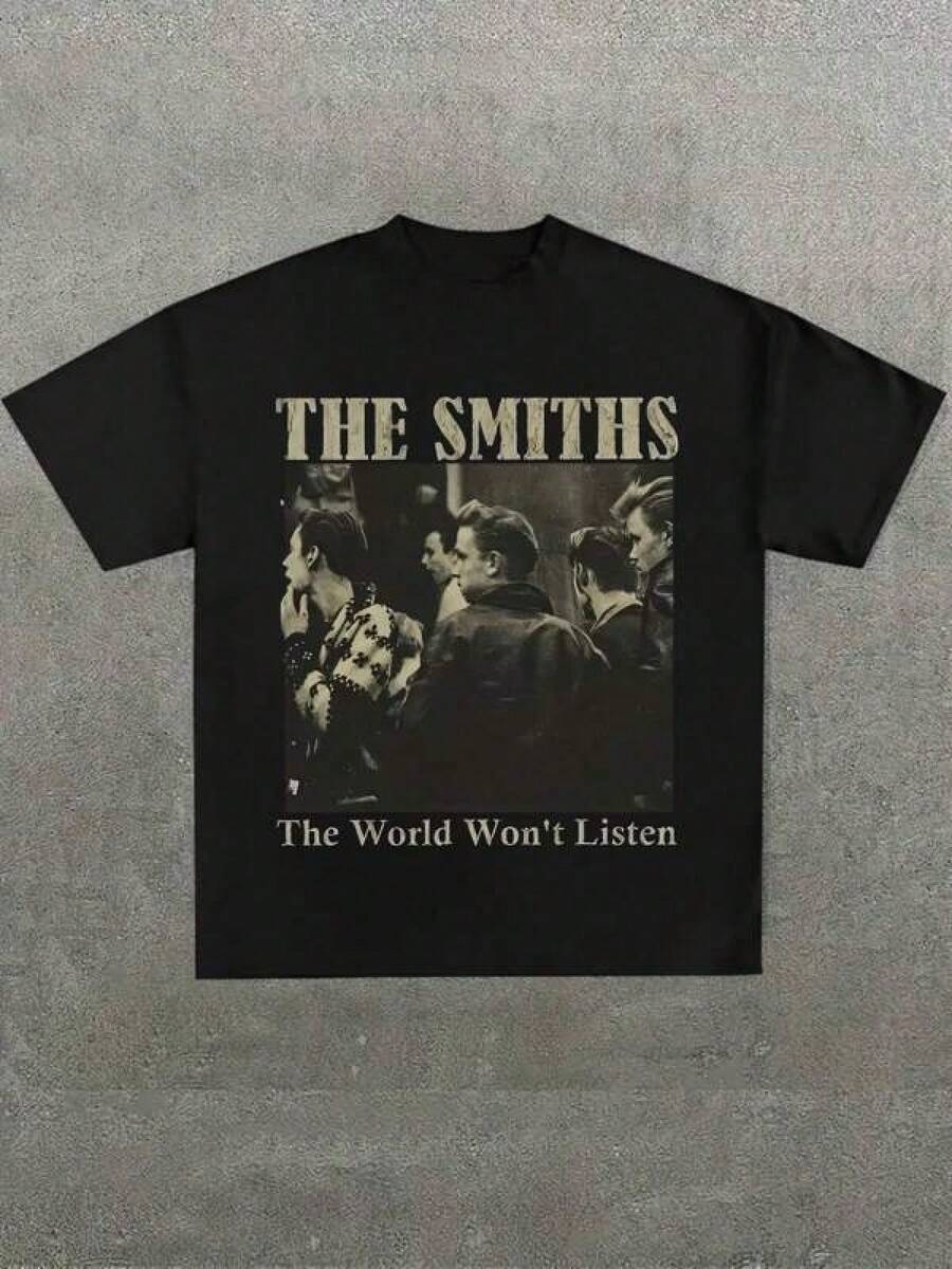 MenVintage The World Won t Listen Casual Printed T-ShirtCrew Neck Short Sleeve T-ShirtFor Going S разноцветный