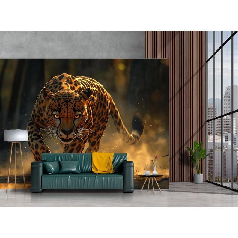 Fierce Leopard in the Jungle tapestry 75x100 чёрный