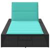 Sun Lounger with Floating Cushion Black Poly Rattan