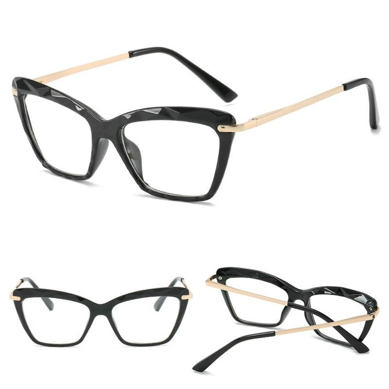 Montatura per occhiali vintage cat-eye da donna Montatura per occhiali ottici retrò Montatura per occhiali scolpita Occhiali finti trasparenti Oculos