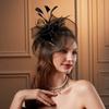 Luxury Small Top Hat Headband Elegant Wedding Head Hoop Feathers Mesh Headband  Stage Performance