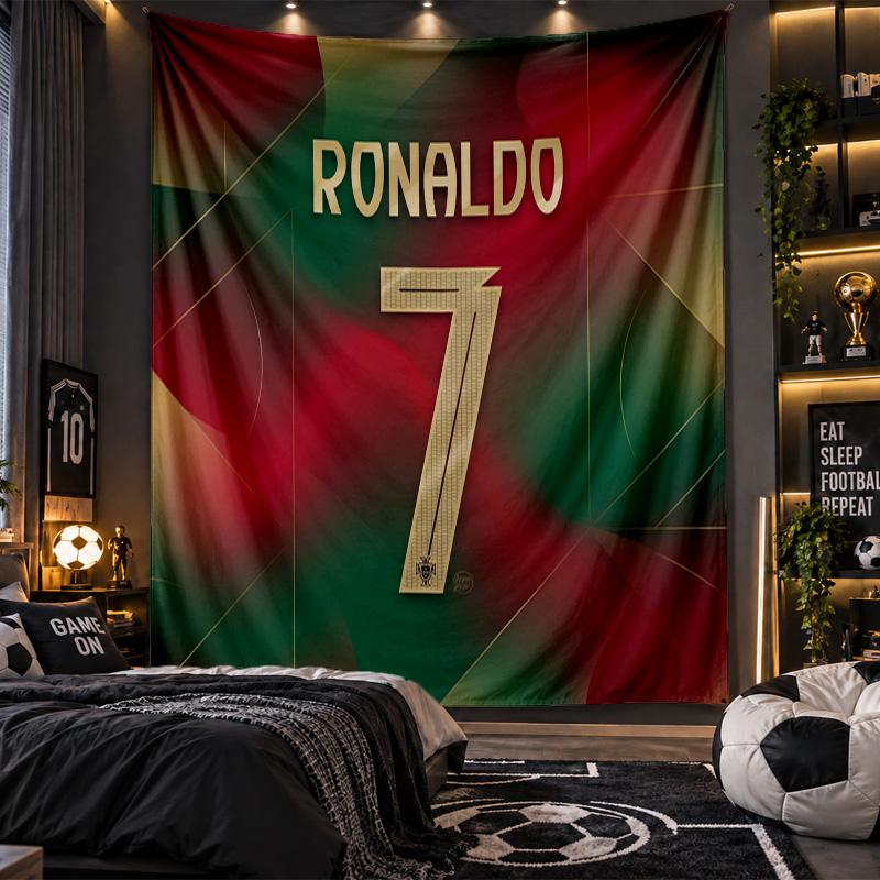 Wall Hanging Tapestry Cristiano Ronaldo Print Cloth for Living Room Bedroom Home Decor