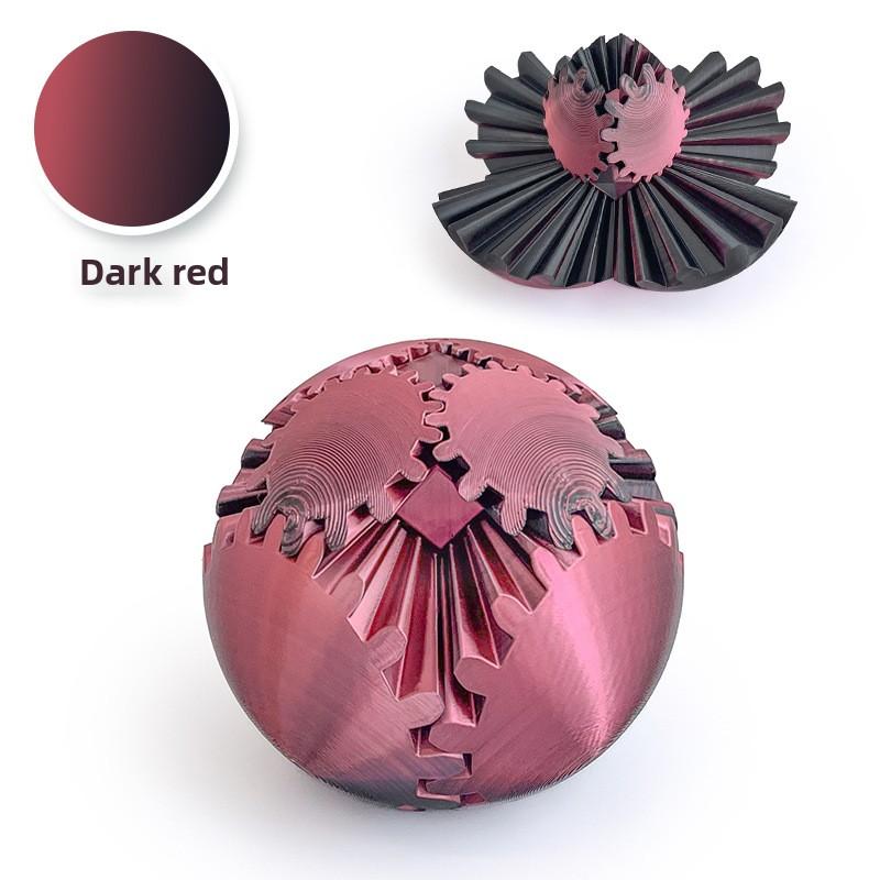 Printed Gear Ball, Fingertip Release Ball, Rotating Ball, Movable Ball dark red