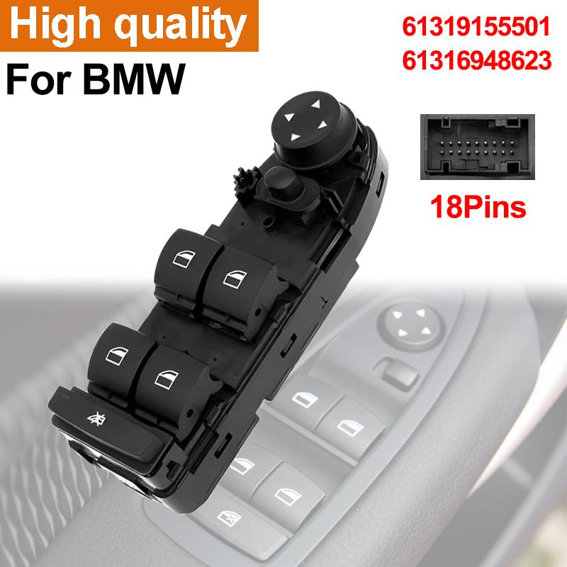 18 Pins Master Power Window Switch 61319155501 61316948623 For BMW X5 X6 E87 E90 E91 E70 E71 Driver Side Window Control Button