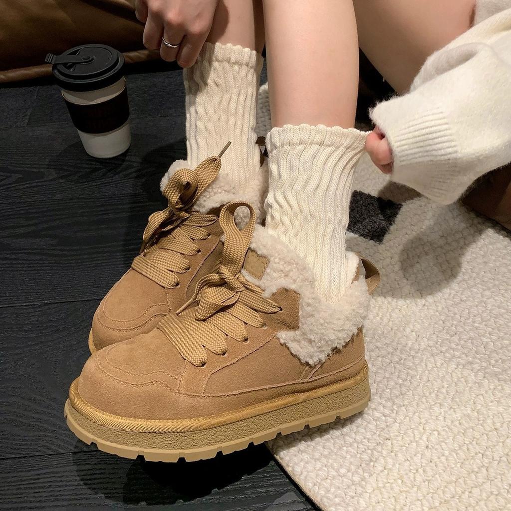 Women's Casual Shoes Snow Boots Autumn and Winter Fashion Retro Plush Insulation Thick Soled Cotton Shoes Thermal Boots